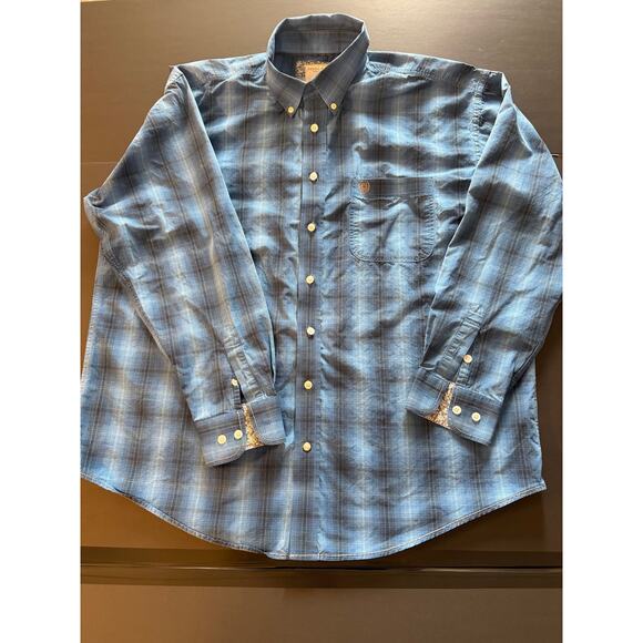 Panhandle Other - Panhandle Rough Stock Men’s XL Blue Plaid Long Sleeve Button Front Western Shirt